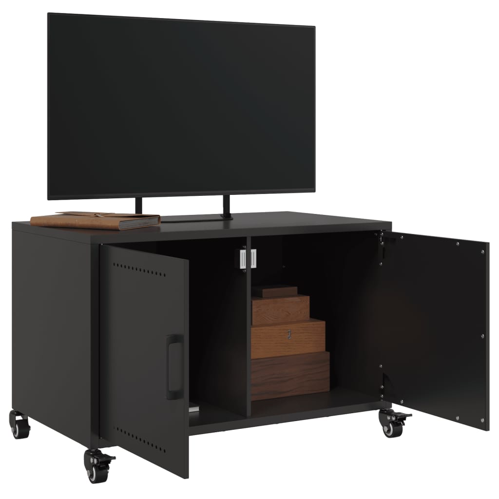 vidaXL TV Cabinet Black 68x39x43.5 cm Steel 4