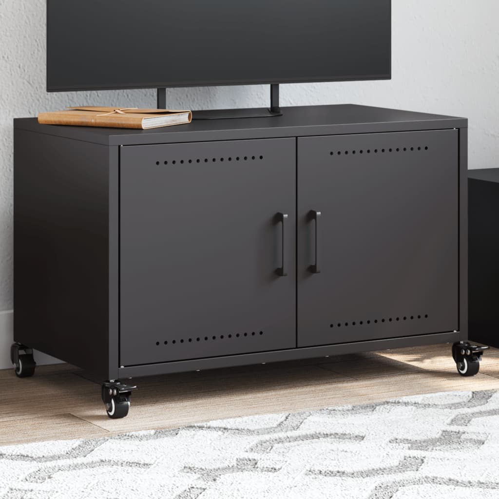 vidaXL TV Cabinet Black 68x39x43.5 cm Steel 1