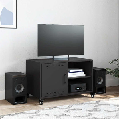 vidaXL TV Cabinet Black 68x39x43.5 cm Steel 3
