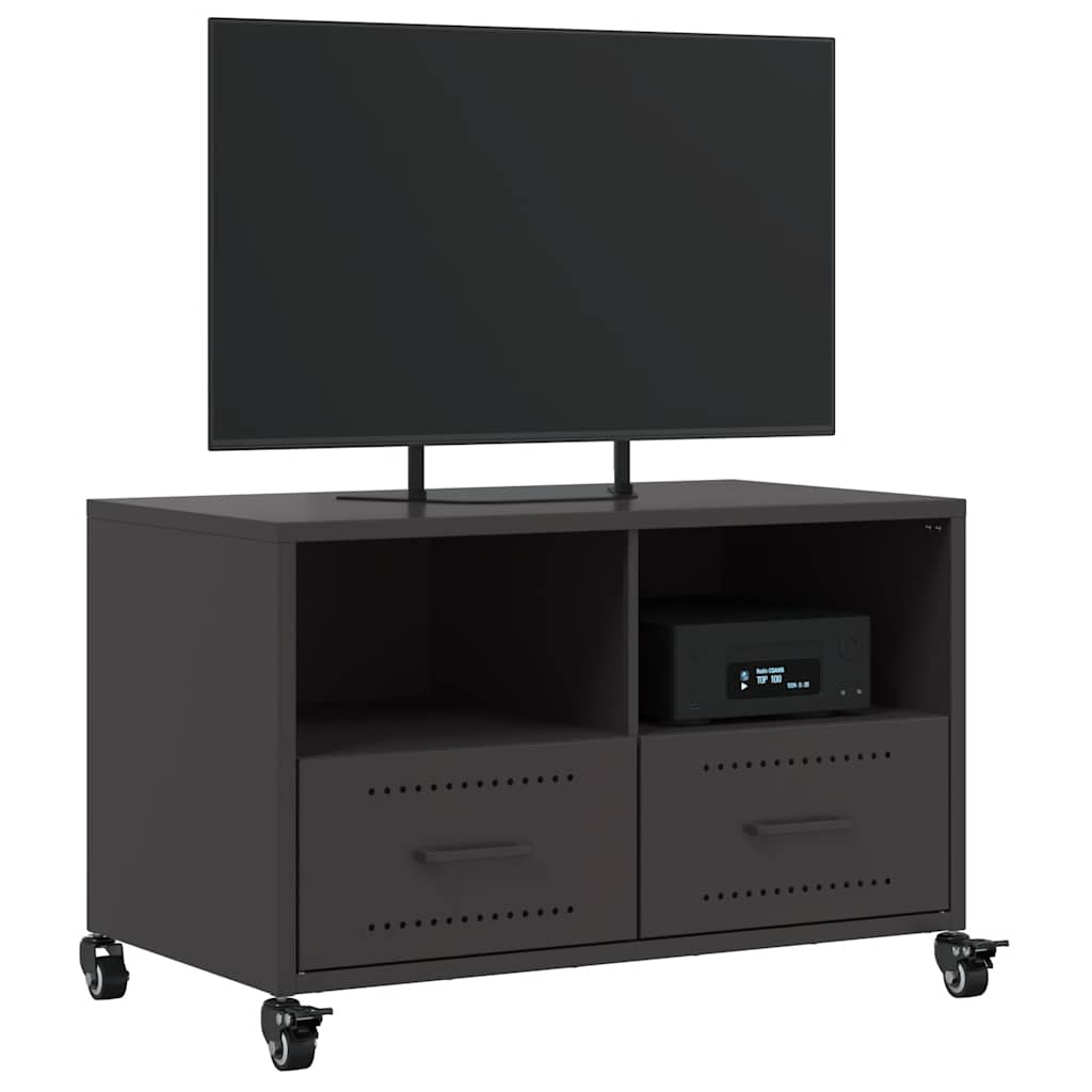 vidaXL TV Cabinet Black 68x39x43.5 cm Steel 4