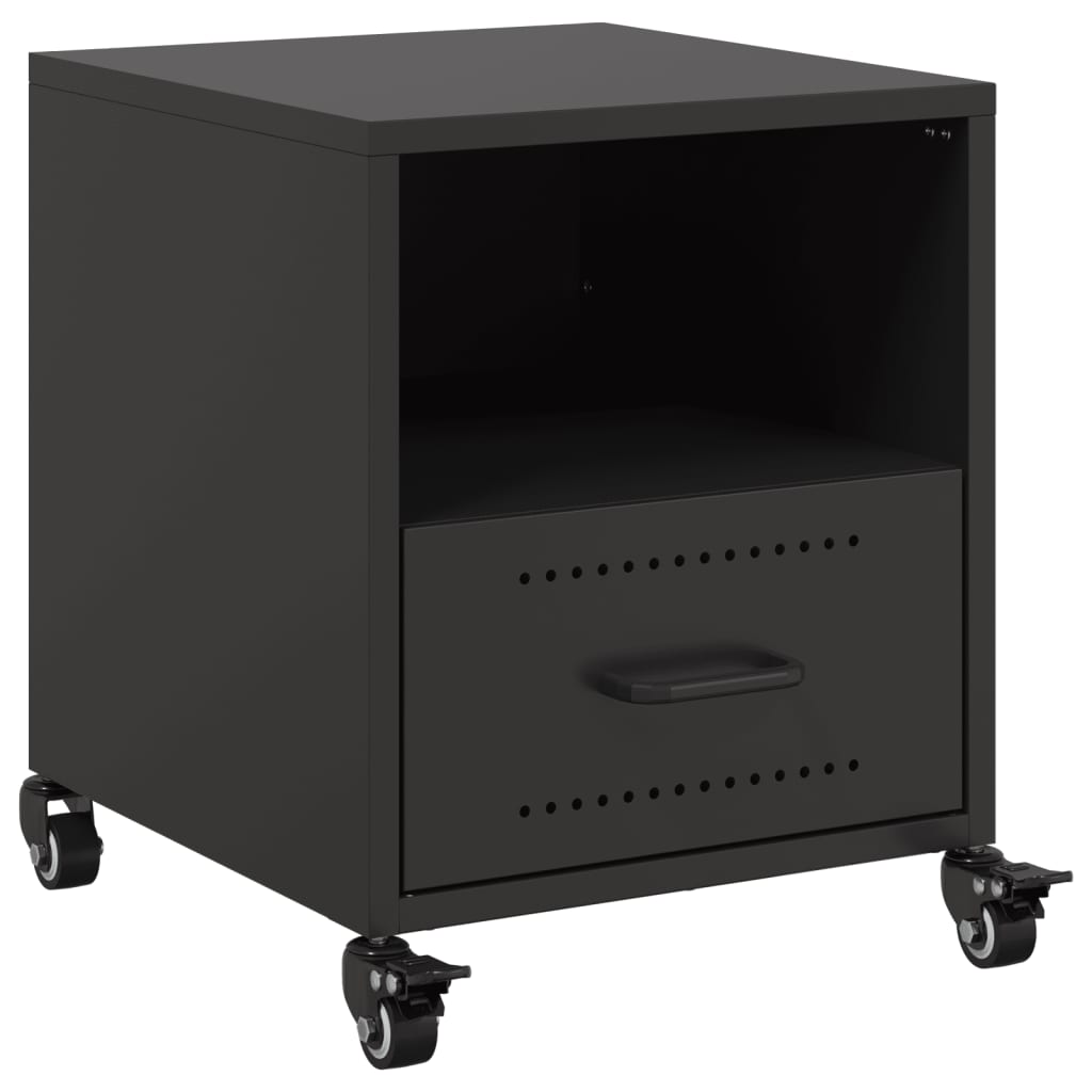 vidaXL Bedside Cabinet | Black | Cold-rolled steel | Small | Portable 2