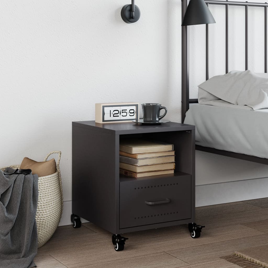 vidaXL Bedside Cabinet | Black | Cold-rolled steel | Small | Portable 3