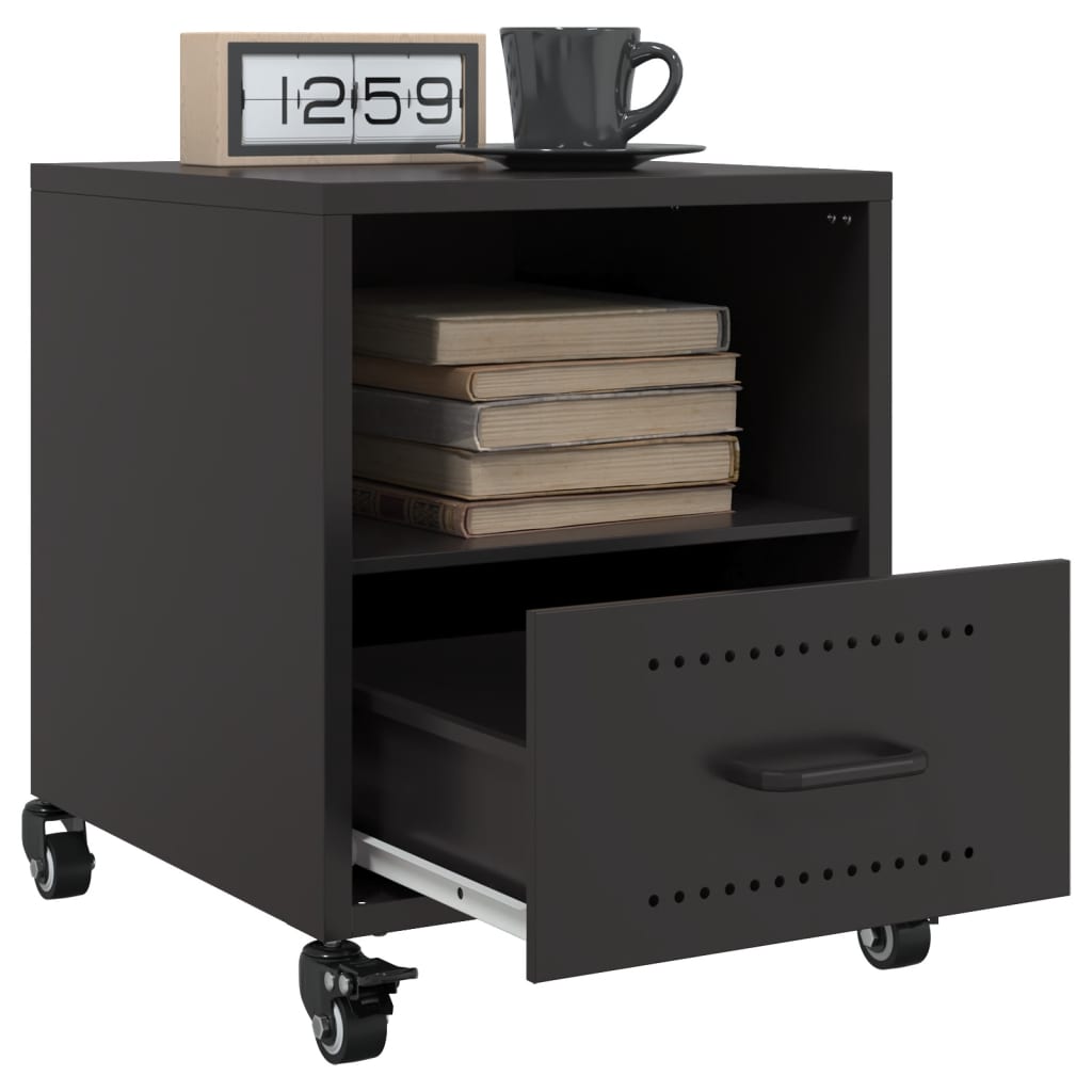 vidaXL Bedside Cabinet | Black | Cold-rolled steel | Small | Portable 4
