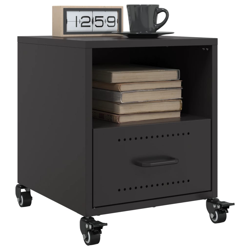 vidaXL Bedside Cabinet | Black | Cold-rolled steel | Small | Portable 5