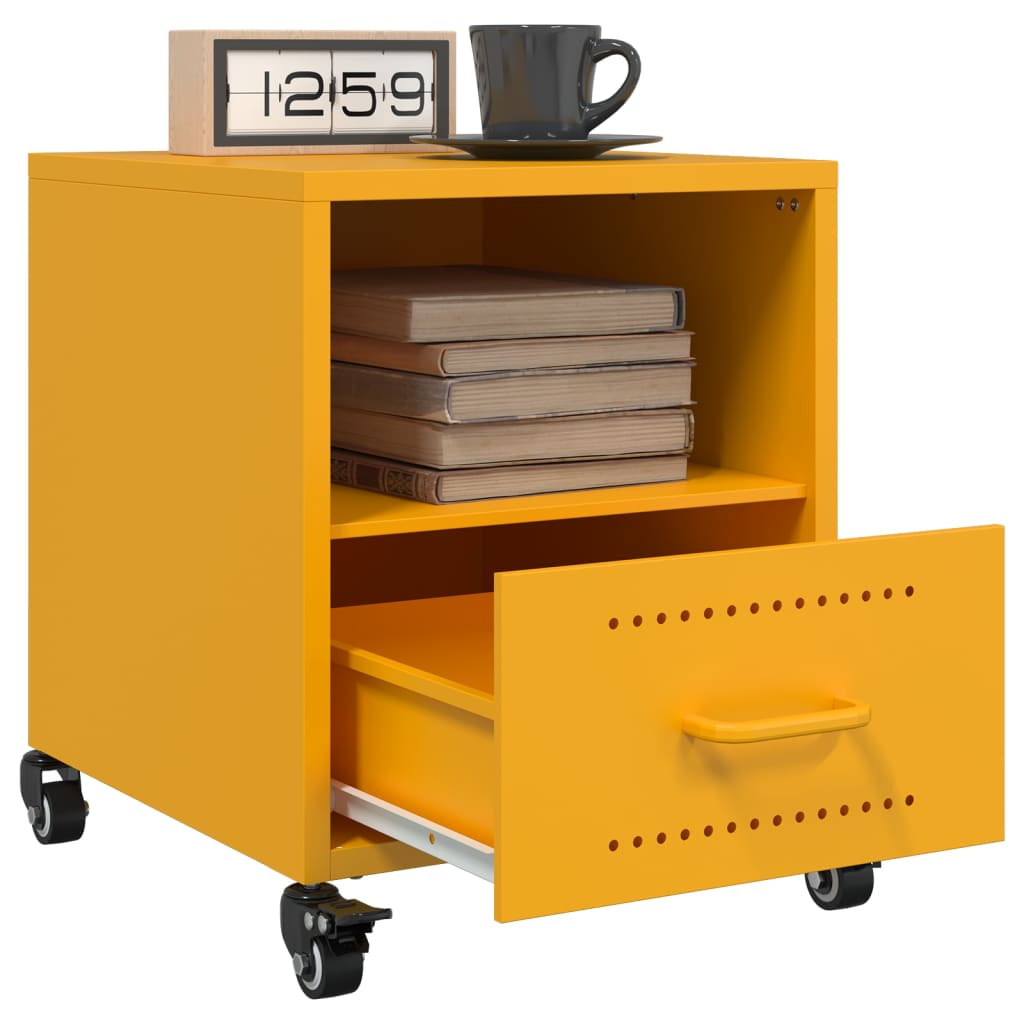 vidaXL Bedside Cabinet Mustard Yellow 36x39x43.5 cm Steel 4