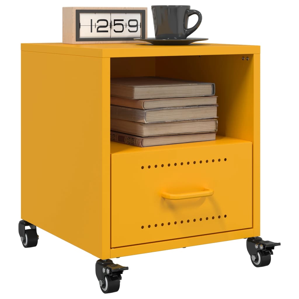 vidaXL Bedside Cabinet Mustard Yellow 36x39x43.5 cm Steel 5