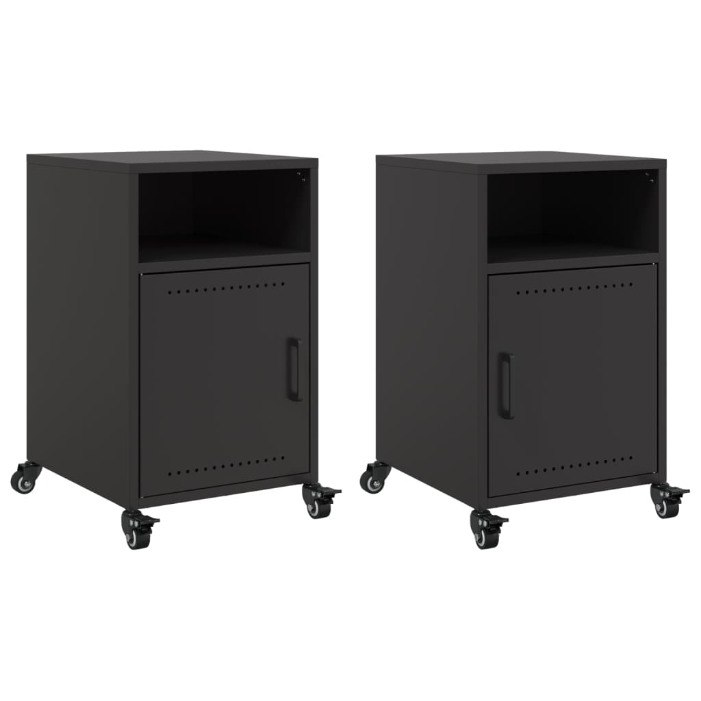 vidaXL Bedside Cabinets 2 pcs Black 36x39x59 cm Steel 2
