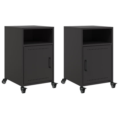 vidaXL Bedside Cabinets 2 pcs Black 36x39x59 cm Steel 2