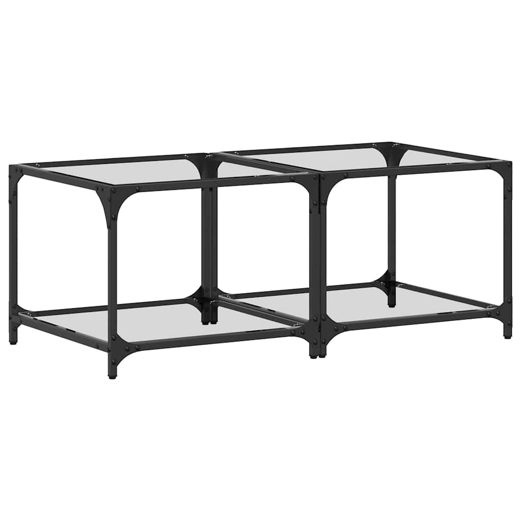 vidaXL Coffee Tables with Transparent Glass Top 2 pcs 50x50x40 cm Steel 1