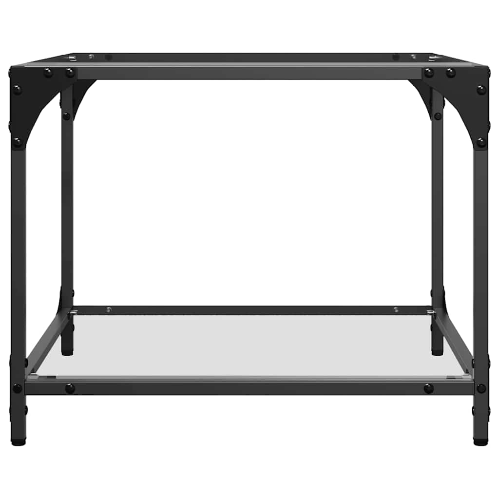 vidaXL Coffee Tables with Transparent Glass Top 2 pcs 50x50x40 cm Steel 5