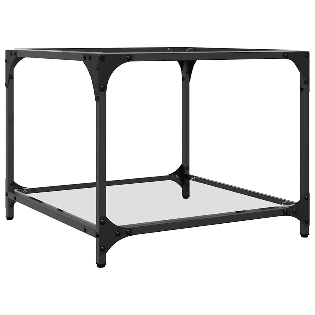 vidaXL Coffee Tables with Transparent Glass Top 2 pcs 50x50x40 cm Steel 6