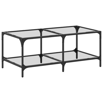 vidaXL Coffee Table with Transparent Glass Top 98.5x50x40 cm Steel 2