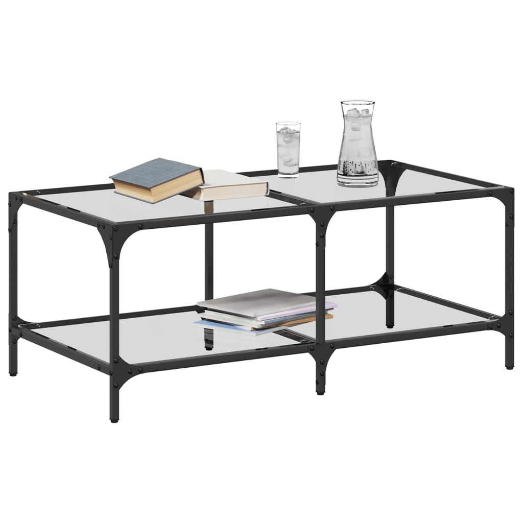 vidaXL Coffee Table with Transparent Glass Top 98.5x50x40 cm Steel 3