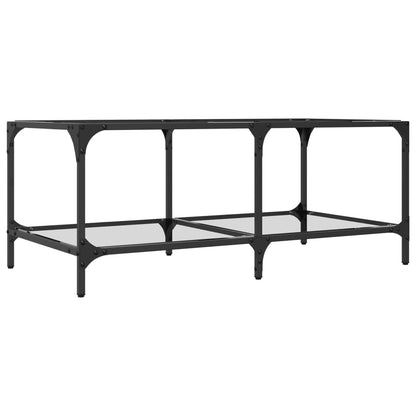 vidaXL Coffee Table with Transparent Glass Top 98.5x50x40 cm Steel 6