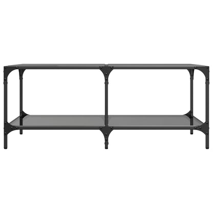 vidaXL Coffee Table with Black Glass Top 98.5x50x40 cm Steel 4