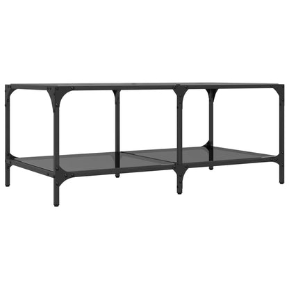 vidaXL Coffee Table with Black Glass Top 98.5x50x40 cm Steel 6