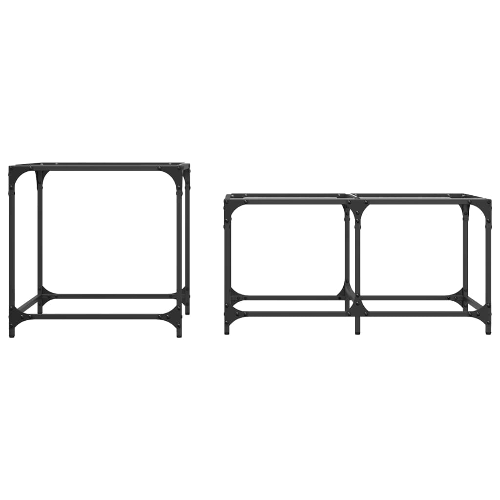 vidaXL Nesting Coffee Tables 2 pcs with Transparent Glass Top Steel 4
