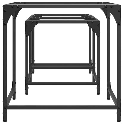 vidaXL Nesting Coffee Tables 2 pcs with Transparent Glass Top Steel 5