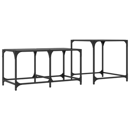 vidaXL Nesting Coffee Tables 2 pcs with Black Glass Top Steel 5