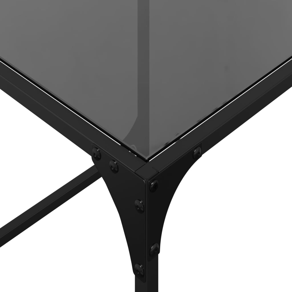 vidaXL Nesting Coffee Tables 2 pcs with Black Glass Top Steel 6