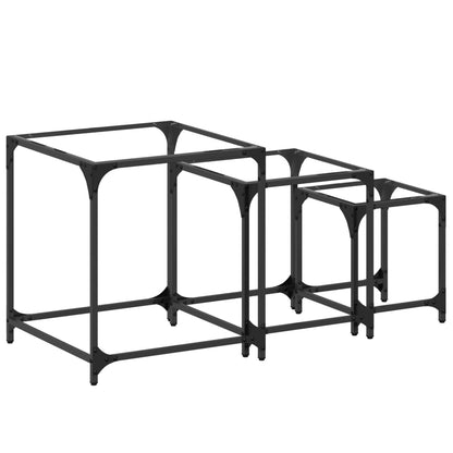 vidaXL Nesting Coffee Tables 3 pcs with Transparent Glass Top Steel 2
