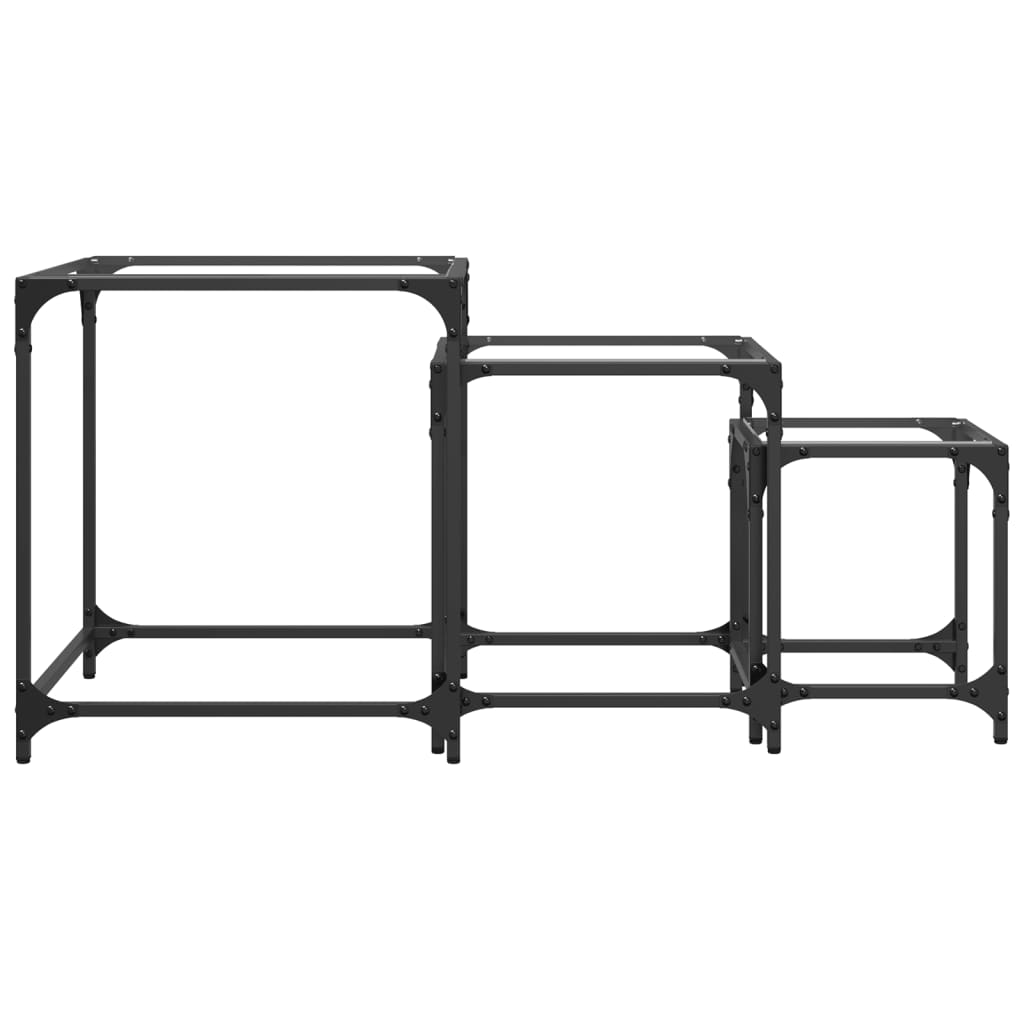 vidaXL Nesting Coffee Tables 3 pcs with Transparent Glass Top Steel 4