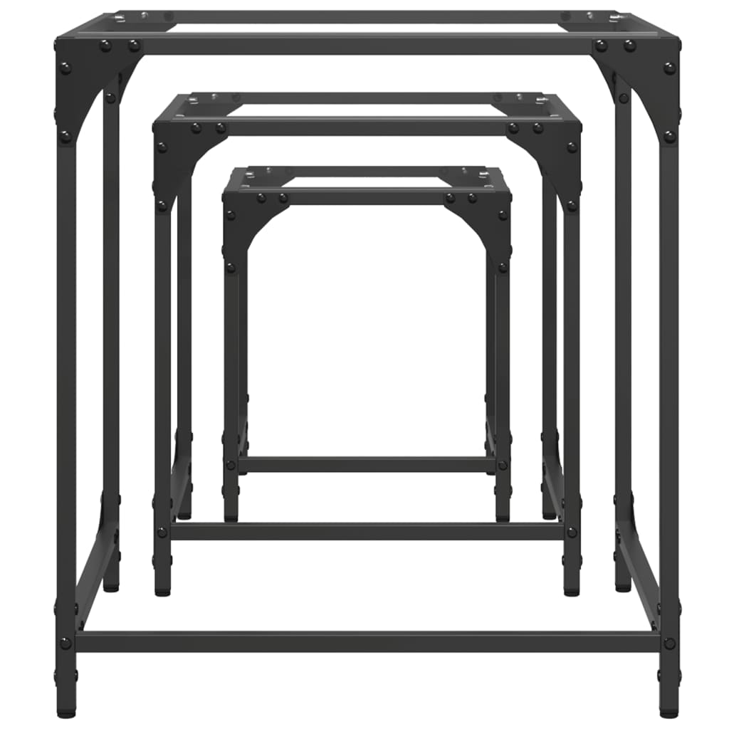 vidaXL Nesting Coffee Tables 3 pcs with Transparent Glass Top Steel 5