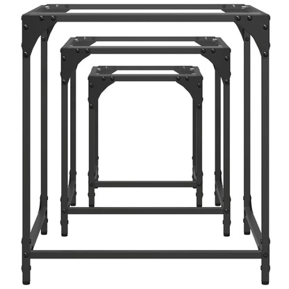 vidaXL Nesting Coffee Tables 3 pcs with Transparent Glass Top Steel 5