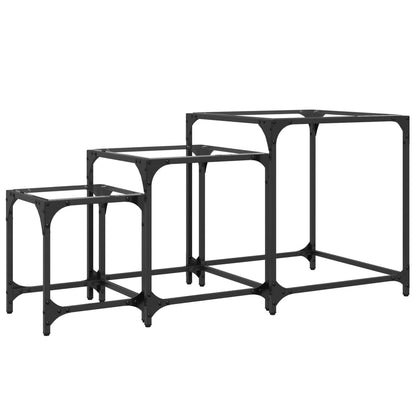 vidaXL Nesting Coffee Tables 3 pcs with Transparent Glass Top Steel 6
