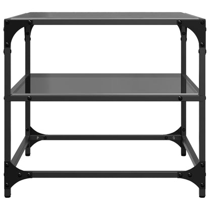 vidaXL Coffee Tables with Black Glass Top 2 pcs 50x50x45 cm Steel 5