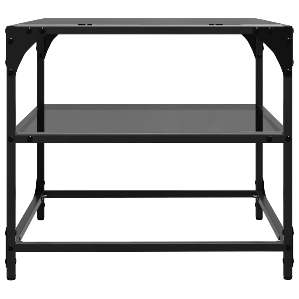 vidaXL Coffee Tables with Black Glass Top 2 pcs 50x50x45 cm Steel 6