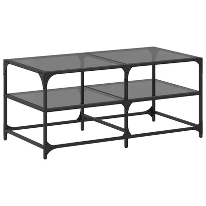 vidaXL Coffee Table with Black Glass Top 98.5x50x45 cm Steel 2