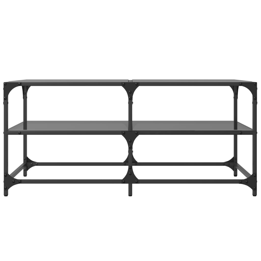 vidaXL Coffee Table with Black Glass Top 98.5x50x45 cm Steel 4