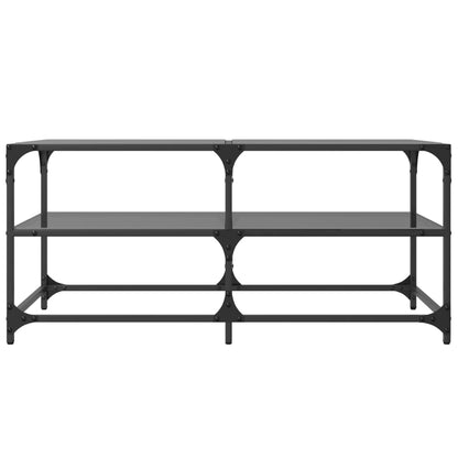 vidaXL Coffee Table with Black Glass Top 98.5x50x45 cm Steel 4