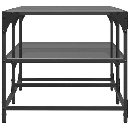 vidaXL Coffee Table with Black Glass Top 98.5x50x45 cm Steel 5