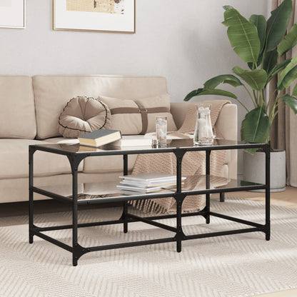 vidaXL Coffee Table with Black Glass Top 98.5x50x45 cm Steel 1