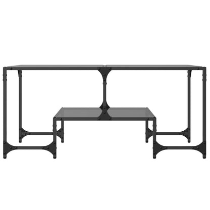 vidaXL Coffee Table with Black Glass Top 98.5x50x45 cm Steel 4