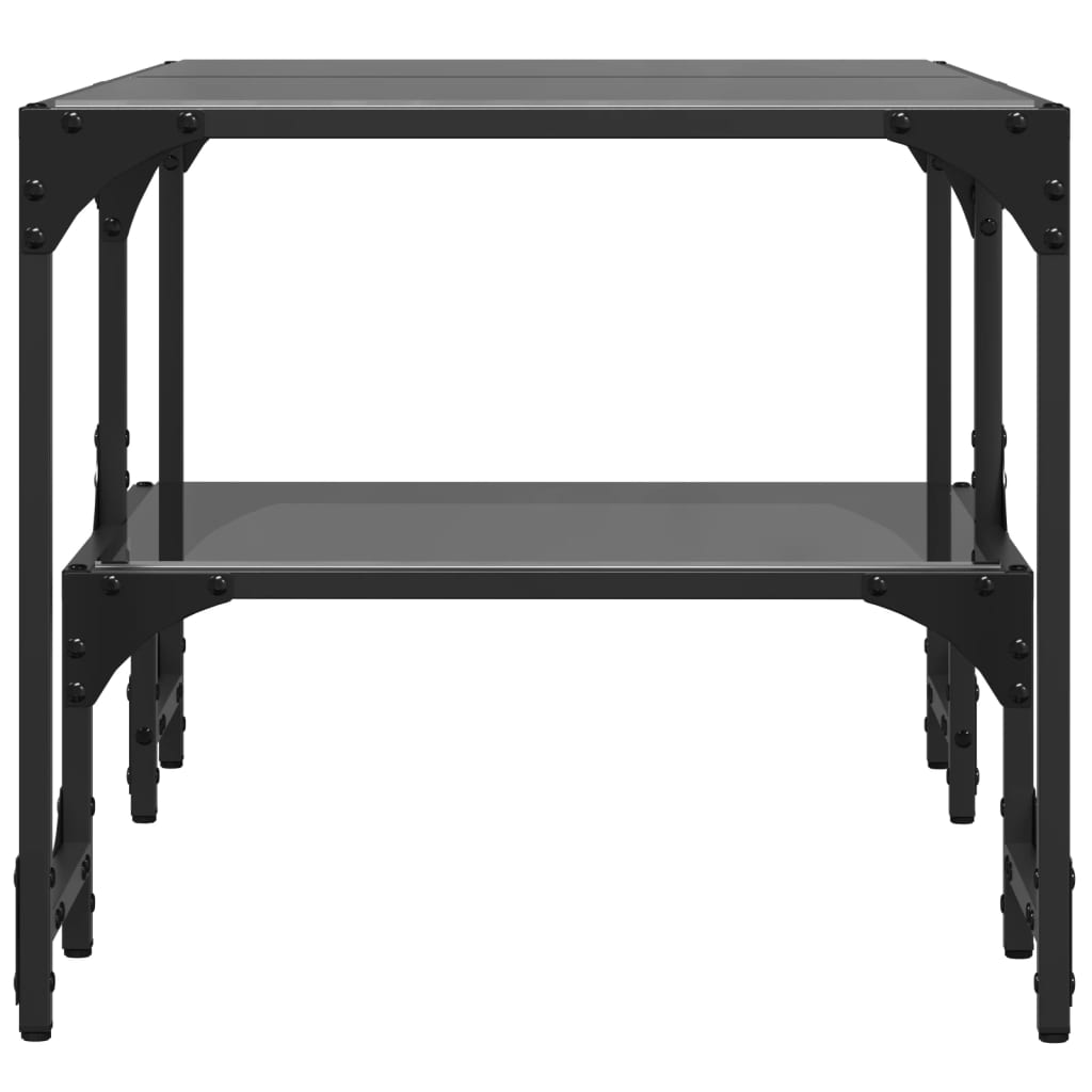 vidaXL Coffee Table with Black Glass Top 98.5x50x45 cm Steel 5
