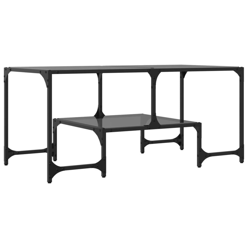 vidaXL Coffee Table with Black Glass Top 98.5x50x45 cm Steel 6