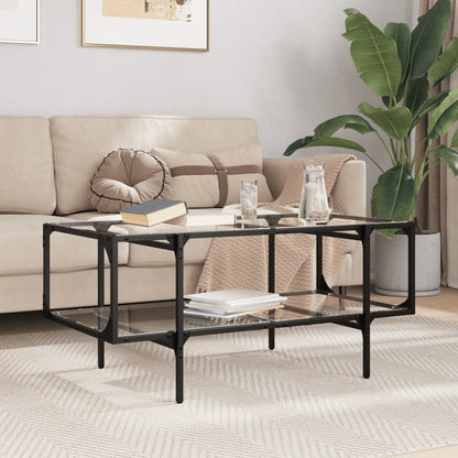 vidaXL Coffee Table with Transparent Glass Top 98.5x50x45 cm Steel 1