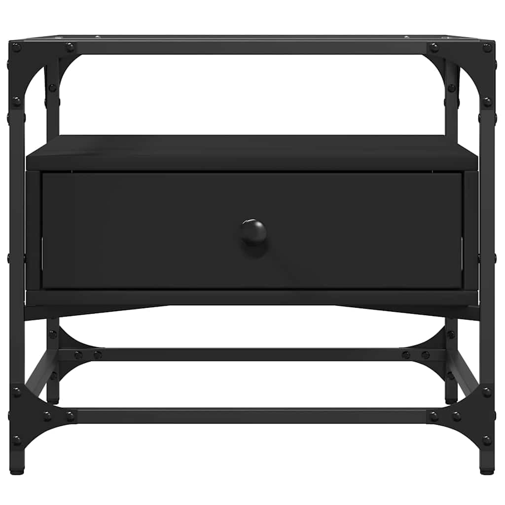 vidaXL Coffee Table with Glass Top Black 50x50x45 cm Steel 4