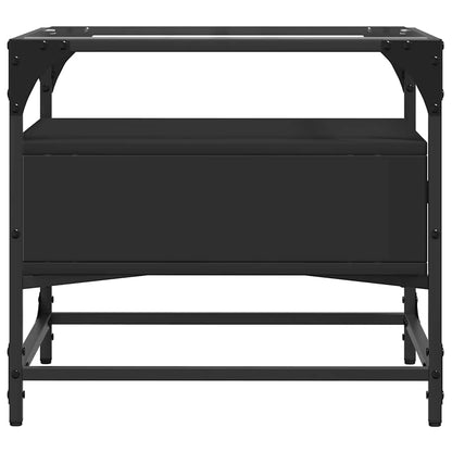 vidaXL Coffee Table with Glass Top Black 50x50x45 cm Steel 5