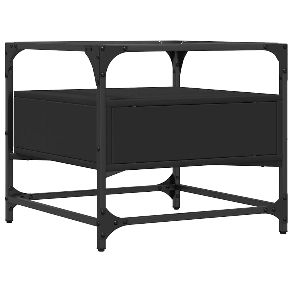 vidaXL Coffee Table with Glass Top Black 50x50x45 cm Steel 6