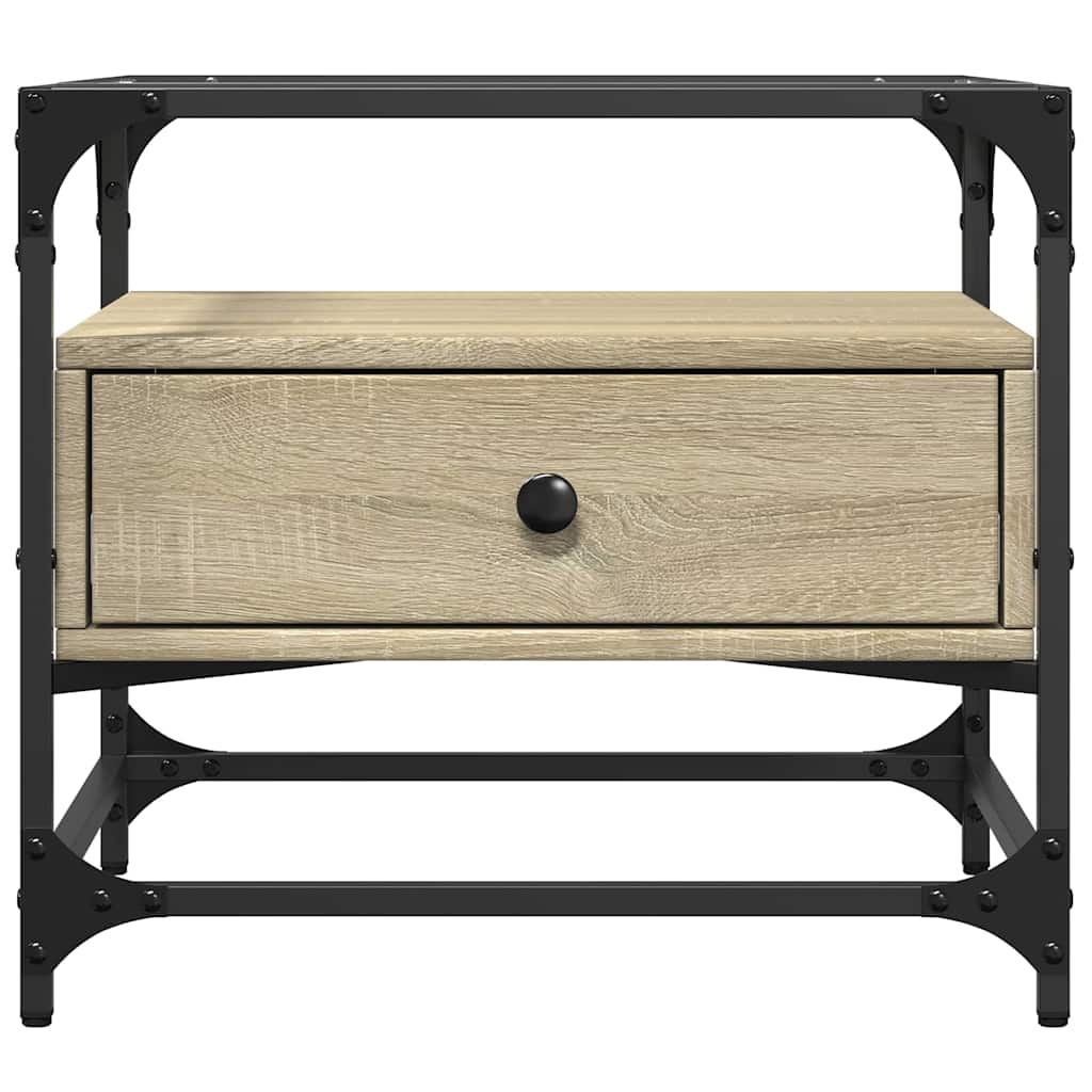 vidaXL Coffee Table with Glass Top Sonoma Oak 50x50x45 cm Steel 4