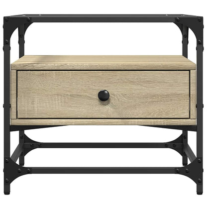 vidaXL Coffee Table with Glass Top Sonoma Oak 50x50x45 cm Steel 4