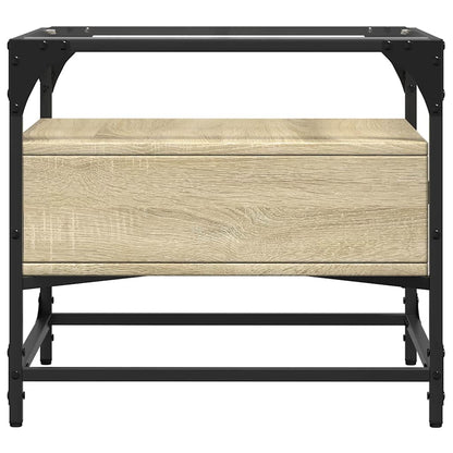 vidaXL Coffee Table with Glass Top Sonoma Oak 50x50x45 cm Steel 5