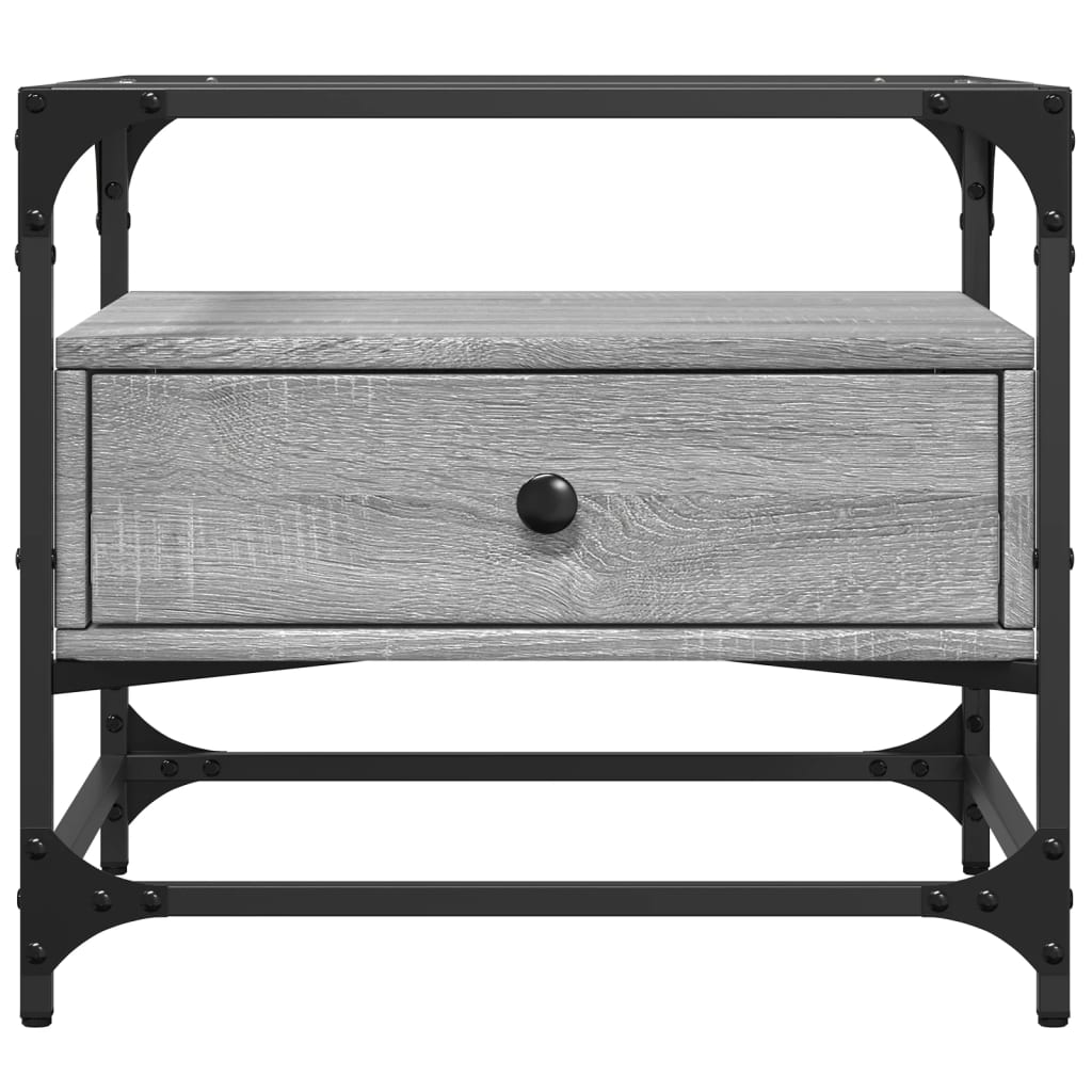 vidaXL Coffee Table with Glass Top Grey Sonoma 50x50x45 cm Steel 4