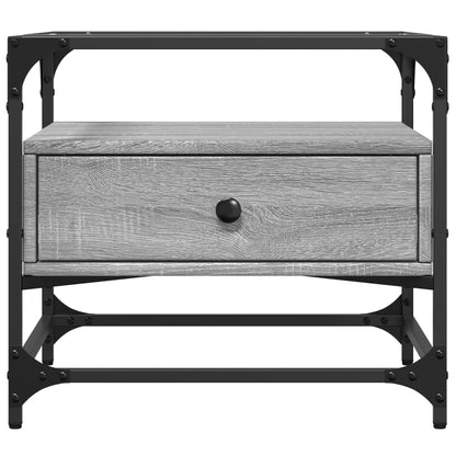 vidaXL Coffee Table with Glass Top Grey Sonoma 50x50x45 cm Steel 4