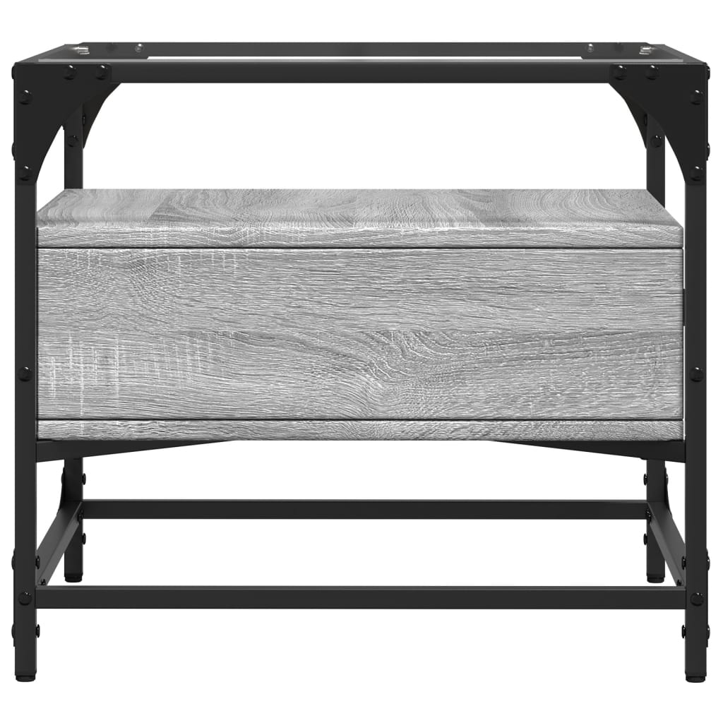 vidaXL Coffee Table with Glass Top Grey Sonoma 50x50x45 cm Steel 5