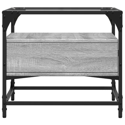 vidaXL Coffee Table with Glass Top Grey Sonoma 50x50x45 cm Steel 5